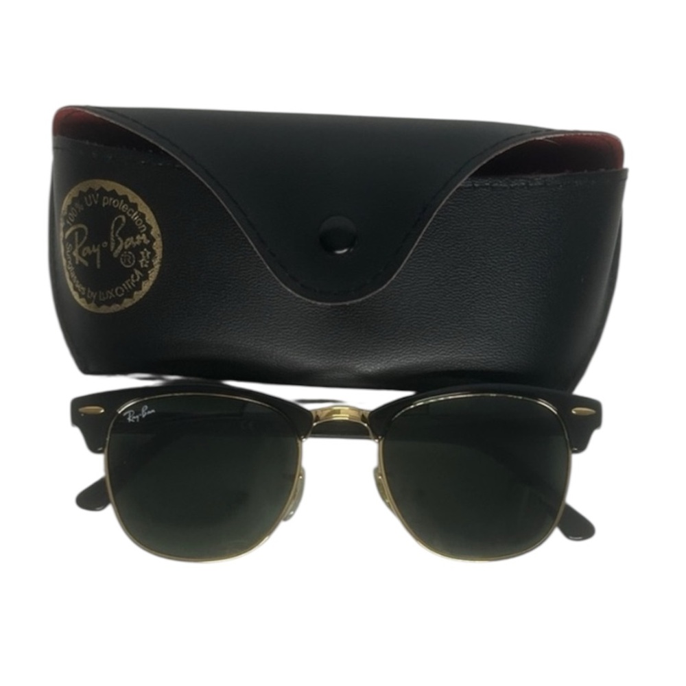 Ray-Ban Black and Gold Clubmaster Classic Sunglasses with Case